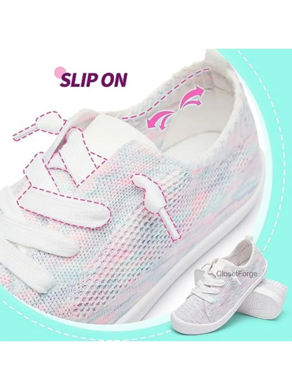 Women's Knit Slip-On Sneakers Lightweight Breathable Mesh Walking Shoes Elastic